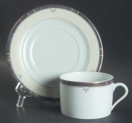 Scala Gray Flat Cup & Saucer Set