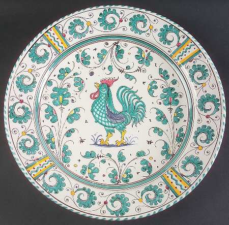 Green Rooster (Orvieto) 15" Chop Plate (Round Platter)
