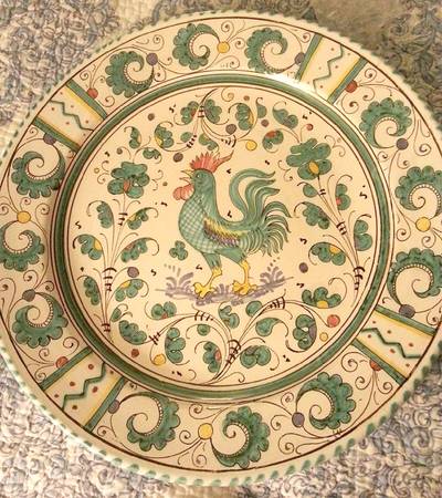Green Rooster (Orvieto) 13" Chop Plate (Round Platter)