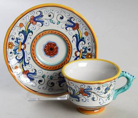 Deruta Footed Demitasse Cup & Saucer Set