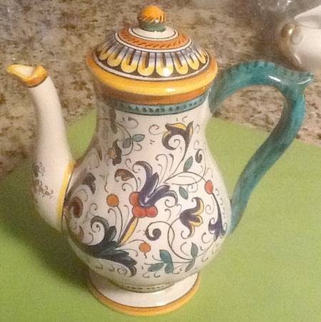Deruta Coffee Pot & Lid