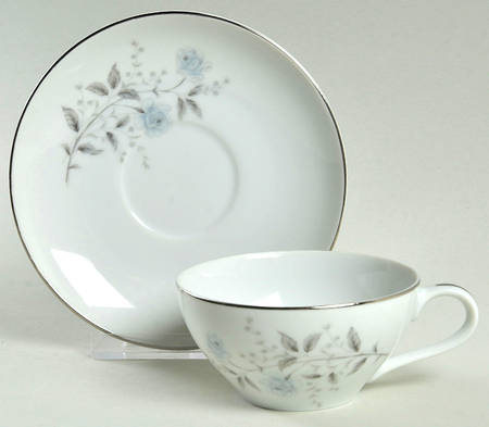 Blue Rose Flat Cup & Saucer Set