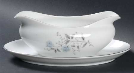 Blue Rose Gravy Boat with Attached Underplate