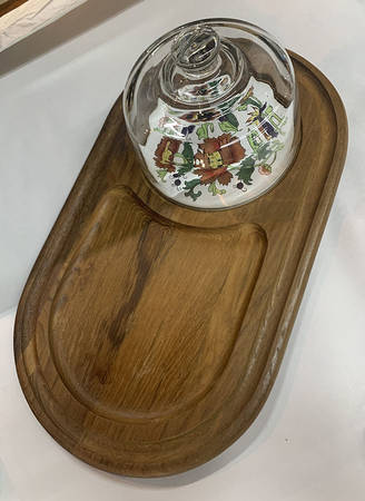 Olympus Oval Wood Cheeseboard W/Dome