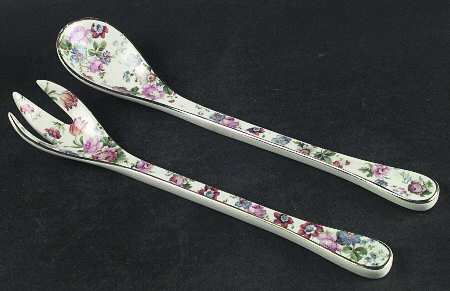 DORSET (CHEERY CHINTZ, GOLD TRIM) 2 Piece Salad Set, Solid Piece