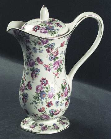 DORSET (CHEERY CHINTZ, GOLD TRIM) Hot Water Jug & Lid