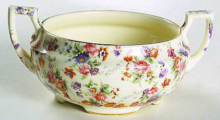 DORSET (CHEERY CHINTZ, GOLD TRIM) Open Candy Dish