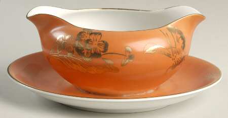 Persimmon Gravy Boat with Attached Underplate