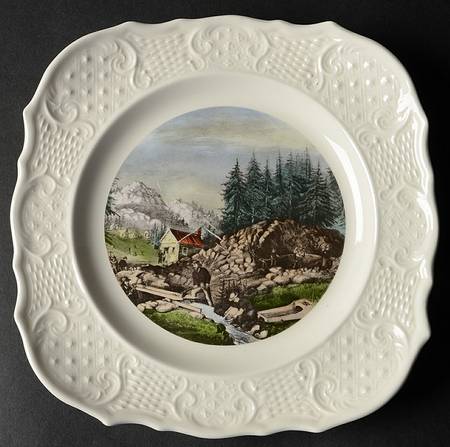 Currier & Ives Square Salad Plate