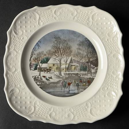 Currier & Ives Square Salad Plate