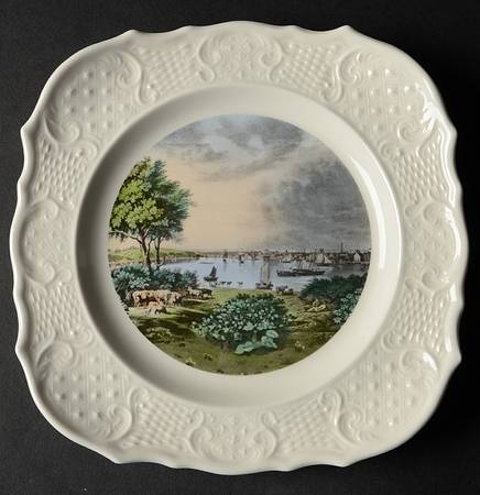 Currier & Ives Square Salad Plate