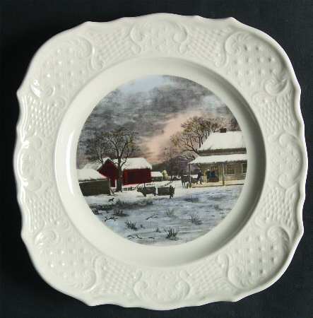 Currier & Ives Square Salad Plate