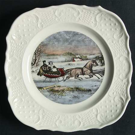 Currier & Ives Square Salad Plate