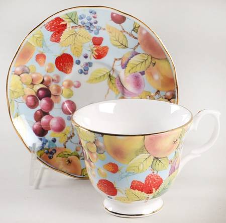 English Harvest Footed Cup & Saucer Set