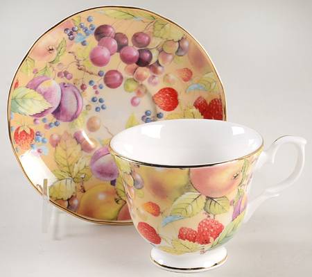 English Harvest Footed Cup & Saucer Set