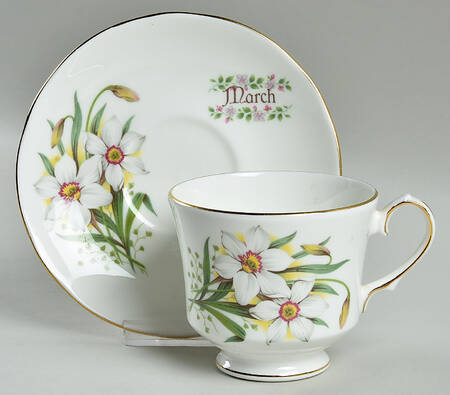 Flower of The Month Footed Cup & Saucer Set