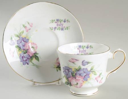 Flower of The Month Footed Cup & Saucer Set