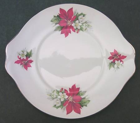 Poinsettia Handled Cake Plate