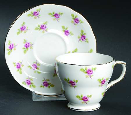 Rosebud Footed Demitasse Cup & Saucer Set