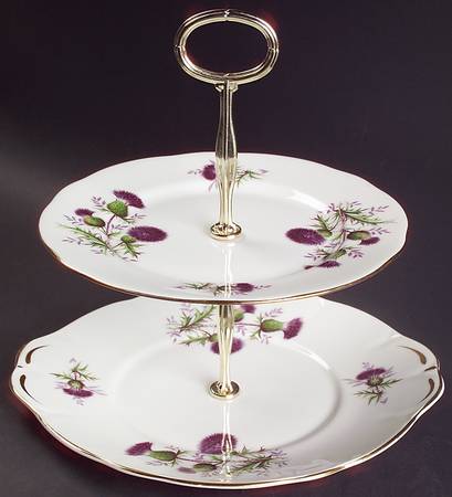 Thistle 2 Tiered Serving Tray(Handled Cake&Salad Plate)