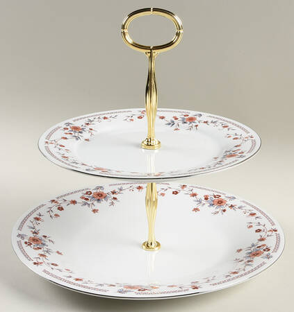 Copenhagen (Platinum, Rim) 6 5/8"-10"  2 Tiered Serving Tray (Dp, Sp) HC