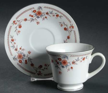 Copenhagen (Platinum, Rim) Footed Cup & Saucer Set