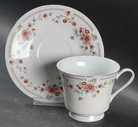 Copenhagen (Platinum, Rim) Footed Cup & Saucer Set