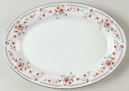 Copenhagen (Platinum, Rim) 12" Oval Serving Platter