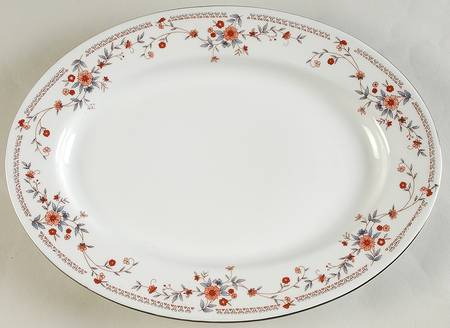Copenhagen (Platinum, Rim) 12" Oval Serving Platter