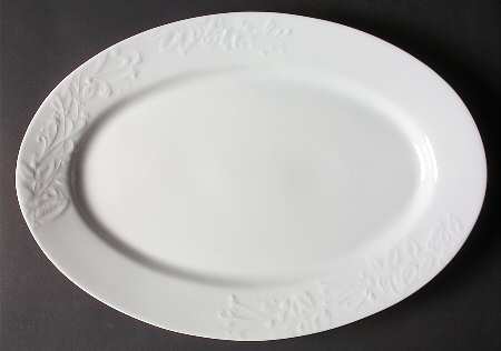 Promenade White 16" Oval Serving Platter