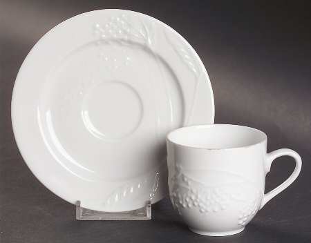 Promenade White Flat Demitasse Cup & Saucer Set