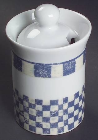 Checkar Blue Sugar Bowl & Lid
