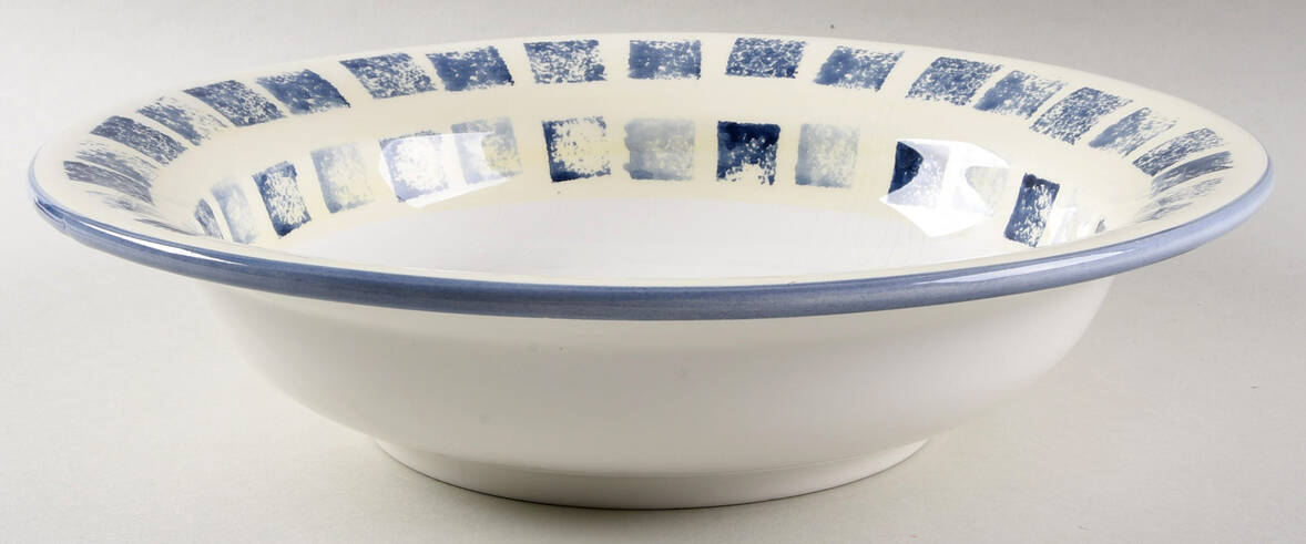 Checkar Blue 13" Large Salad Serving Bowl