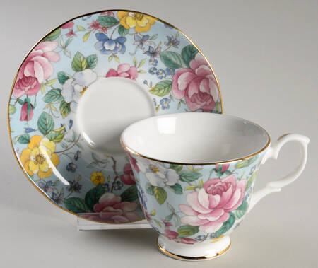 Chelsea Garden Ocean Blue (Smooth) Footed Cup & Saucer Set