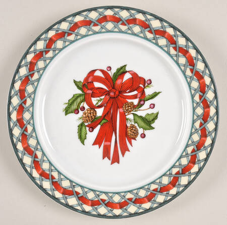 Nordic Holiday-Lattice, Ribbon&Berries Bread & Butter Plate