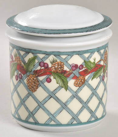 Nordic Holiday-Lattice, Ribbon&Berries Sugar Bowl & Lid by Dansk
