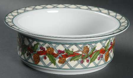 Nordic Holiday-Lattice, Ribbon&Berries Rim Fruit/Cereal Bowl