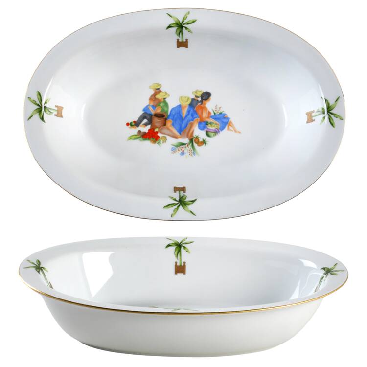 Caraibes Tropical Island 10" Oval Vegetable Bowl