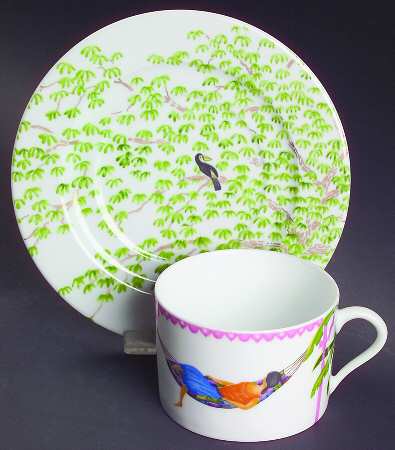 Caraibes Tropical Island Flat Cup & Saucer Set