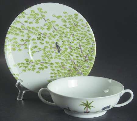 Caraibes Tropical Island Flat Cream Soup Bowl & Saucer Set