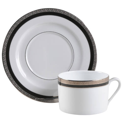 Athos Black Flat Cup & Saucer Set