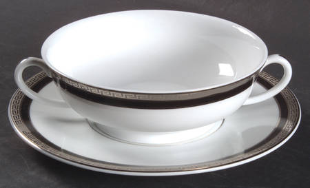 Athos Black Flat Cream Soup Bowl & Saucer Set