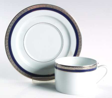 Athos Blue Flat Cup & Saucer Set