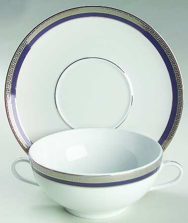 Athos Blue Flat Cream Soup & Saucer Set