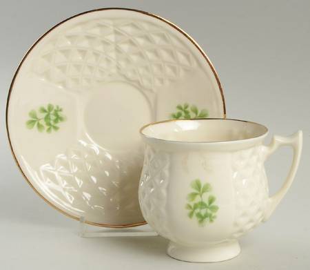 Shamrock (Embossed) Footed Cup & Saucer Set