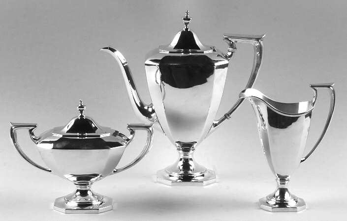Sterling Hollowware 4 Piece Tea Set (SCP, STP, SCR, SSU)