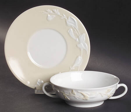 Promenade Tan (Ivoire) Flat Cream Soup Bowl & Saucer Set