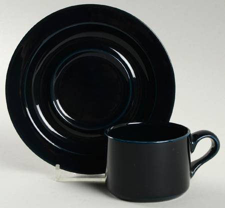 Bisserup Blue (Made In Portugal) Flat Demitasse Cup & Saucer Set