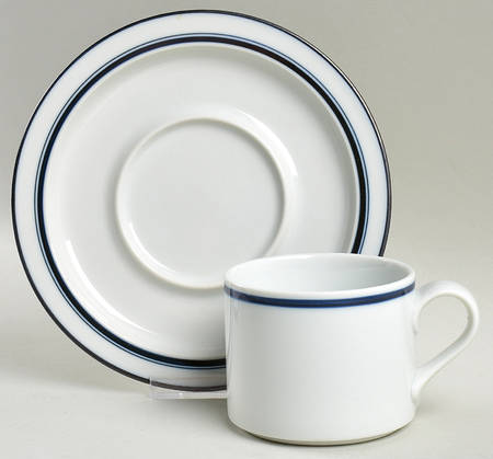 Christianshavn Blue Flat Cup & Saucer Set