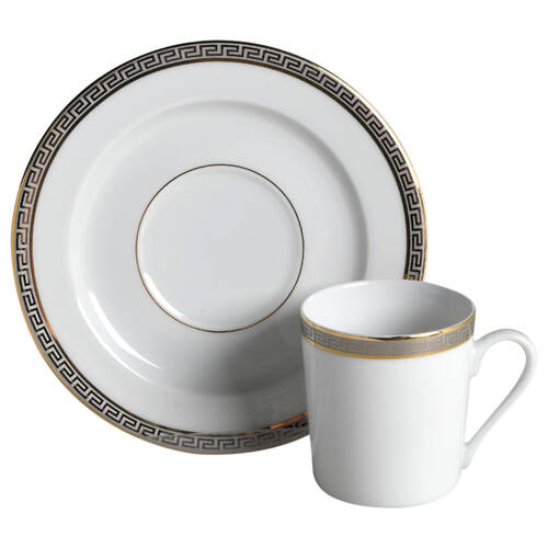 Athos Gold and Platinum Flat Demitasse Cup & Saucer Set